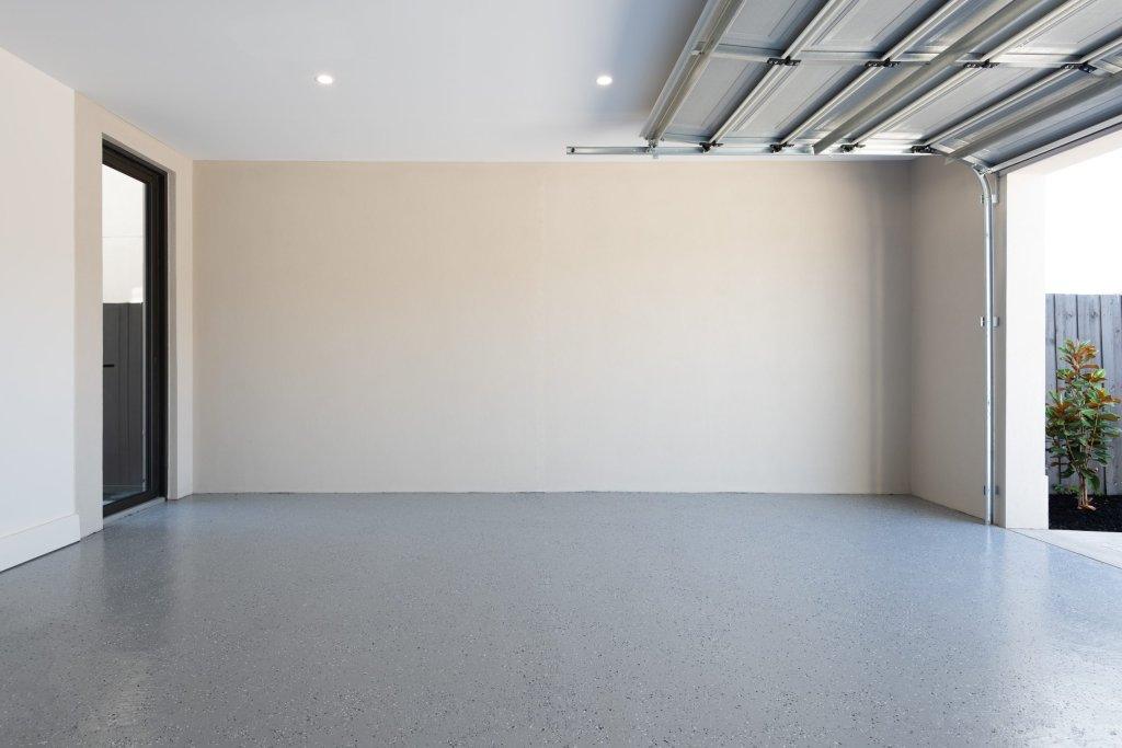 Home garage interior background with open door